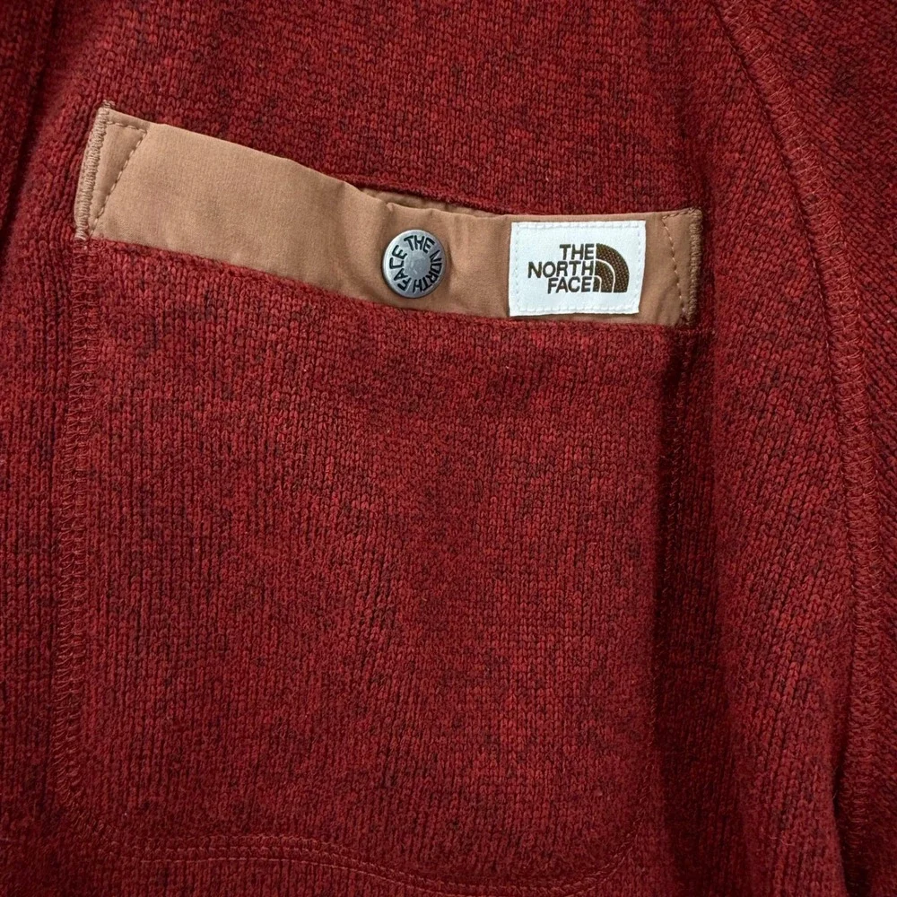 The North Face Mens Gordon Lyons Shacket Brick Red Fleece Snap Front Jacket L